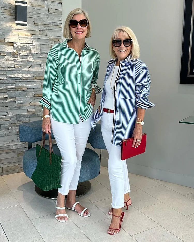 Ula - Striped Shirt with Button Placket