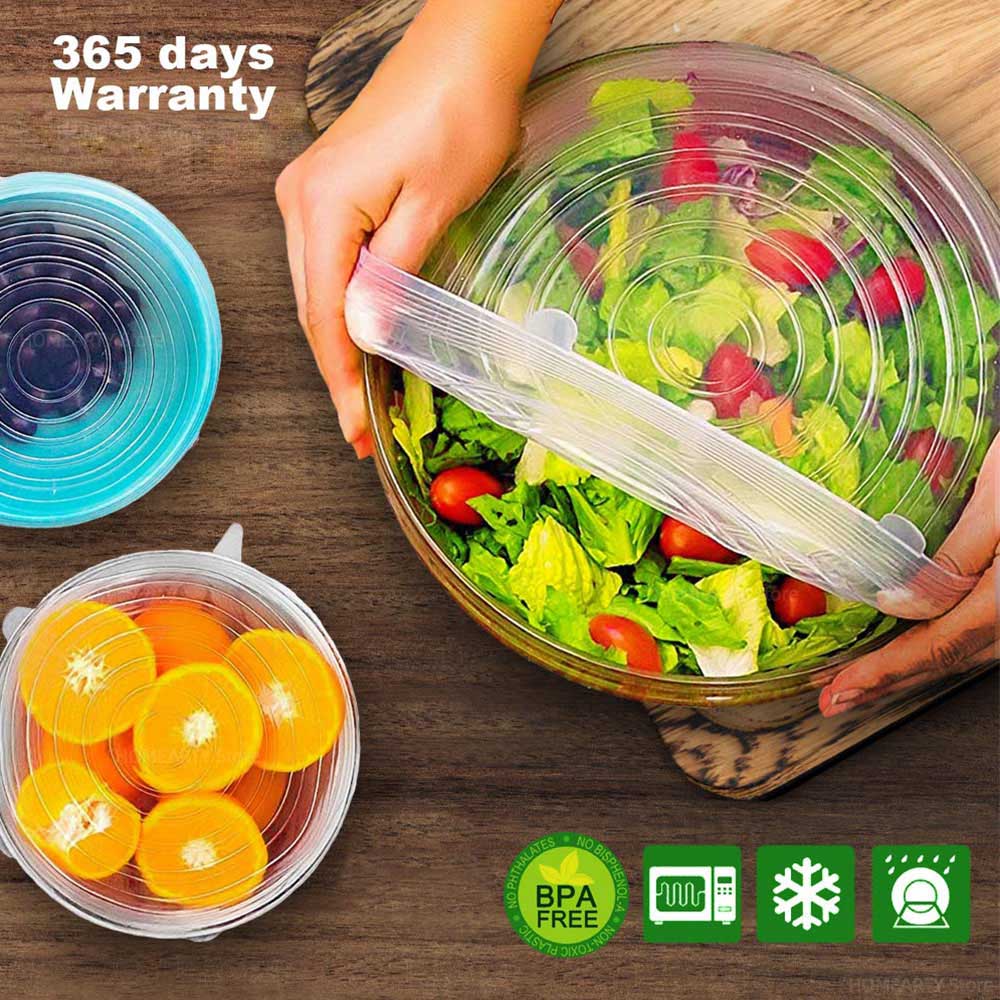 6PCS Adaptable Lid Silicone Cover Food