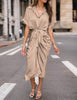 Victoria™ Satin Button-Up Dress