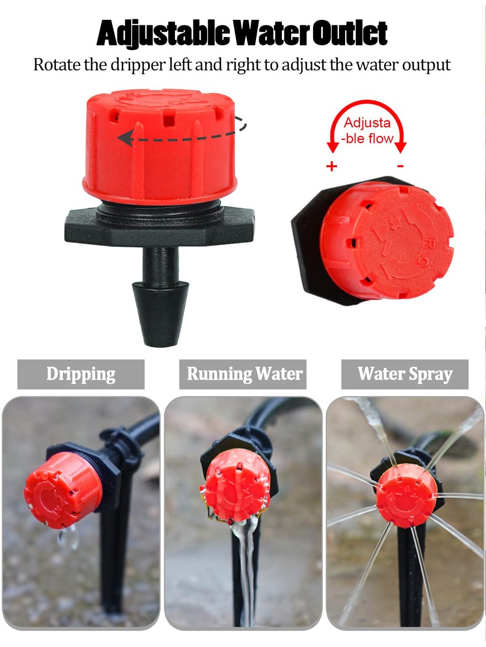 100 pieces adjustable irrigation drippers (free hole opener)