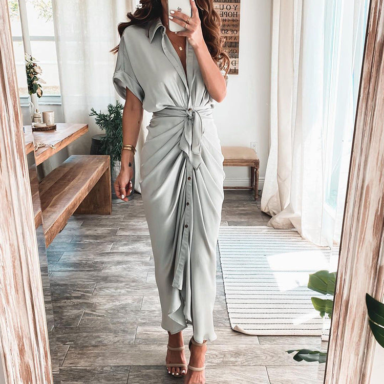 Victoria™ Satin Button-Up Dress