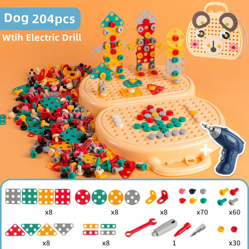 Dril - Electric Drill For Children + Toolbox With 204 Parts