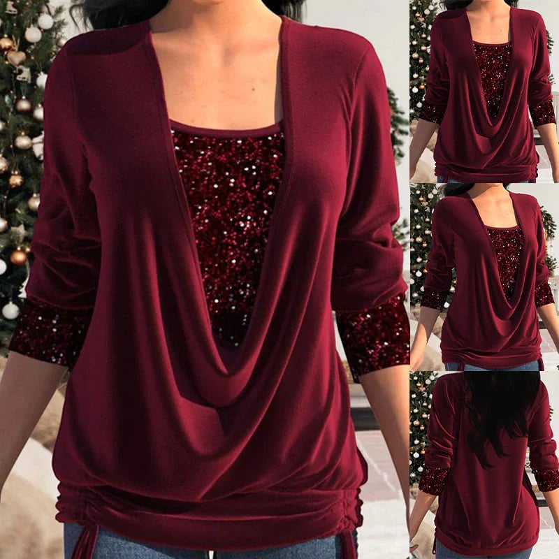 Chloe™ Long Sleeve Sequin Blouse