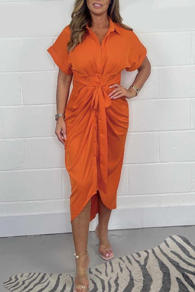 Victoria™ Satin Button-Up Dress