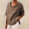 Lena - Women's Linen Blouse with V-Neck