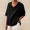 Lena - Women's Linen Blouse with V-Neck