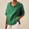 Lena - Women's Linen Blouse with V-Neck