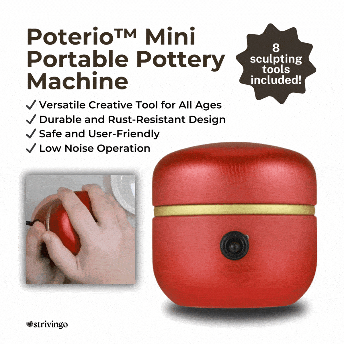 Poterio™ | Mini Portable Pottery Machine (FREE 8 Sculpting Tools)
